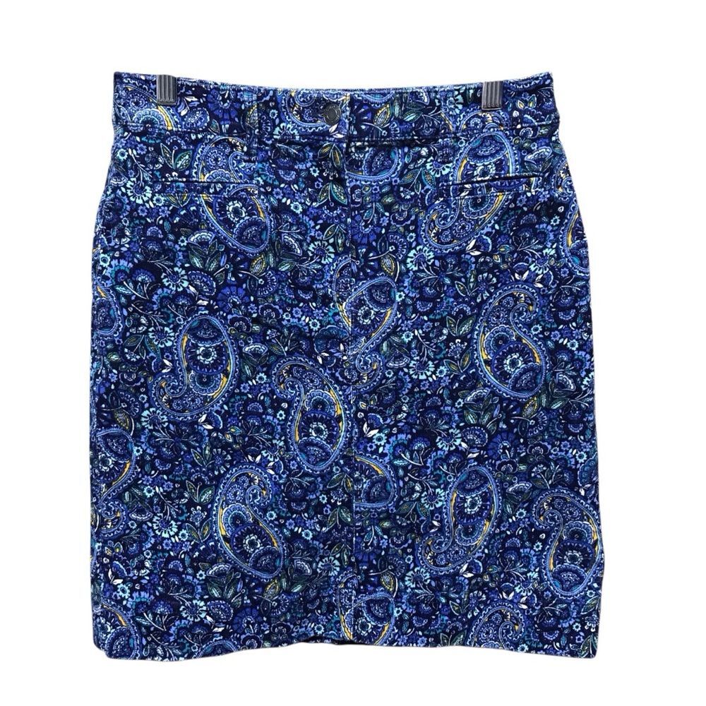 Talbots Womens Skirt Size 2 Petite Paisley Corduroy Soft, Pockets, Royal Blue